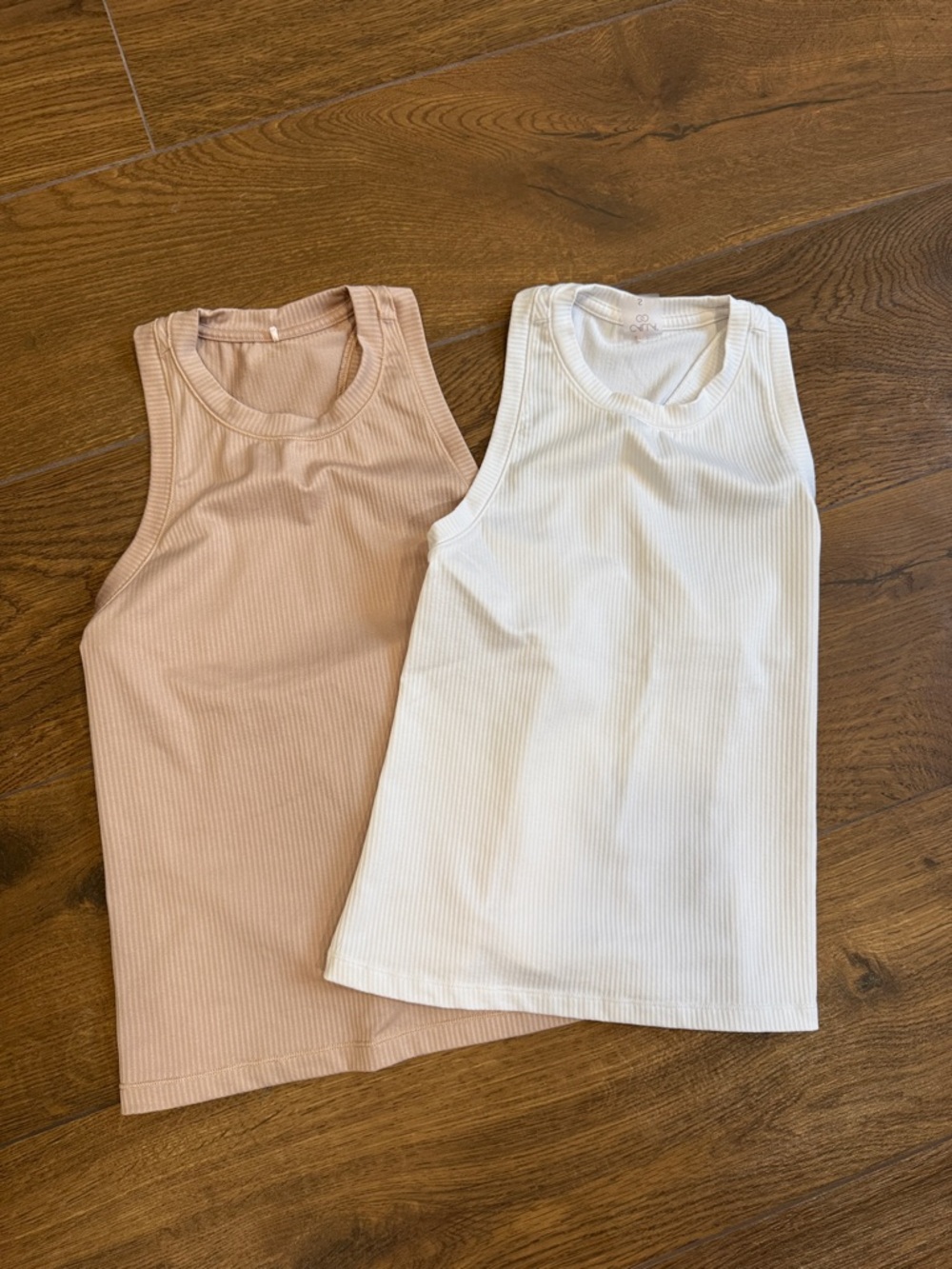 Calia Womas Ribbed Tank Top Duo - Tan & White Size- Small